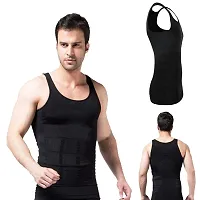 Bstar Men's Cotton Slim N Lift Slimming Shirt Body Shaper Tummy Tucker Vest Shapewear - Black-thumb2