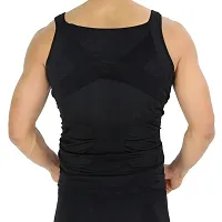 Bstar Men's Cotton Slim N Lift Slimming Shirt Body Shaper Tummy Tucker Vest Shapewear - Black-thumb1