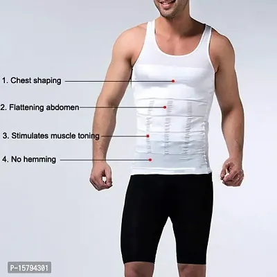 Bstar Slimming Tummy Tucker Slim  Lift Body Shaper Vest/Men's Undershirt Vest to Look Slim Instantly (Large, White)-thumb4