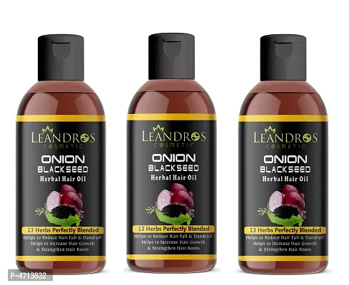 Leandros Onion Black Seed Hair Oil for Hair Growth for Dandruff  Hairfall Control Pack of-(3)- (200 ml)