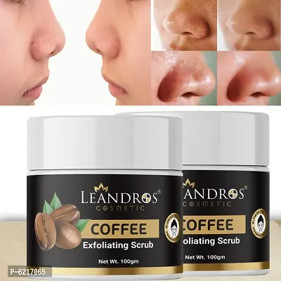 Leandros Coffee Scrub For Face and Body (100GR)|Revitalizing Tan Removal Scrub|Cleanser Scrub For Deep Exfoliation Dead Skin Remover Scru |Blackhead Remover Scrub|Skin Brightening Lightening |pack of 2|