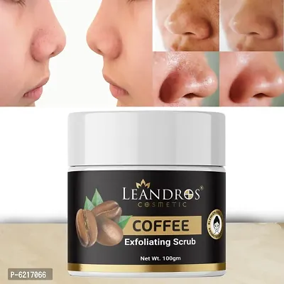 Leandros Coffee Scrub For Face and Body (100GR)|Revitalizing Tan Removal Scrub|Cleanser Scrub For Deep Exfoliation Dead Skin Remover Scru |Blackhead Remover Scrub|Skin Brightening Lightening |pack of 1|-thumb0