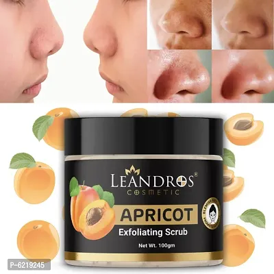 LEANDROS APRICOT Scrub For Face and Body (100GR)|Revitalizing Tan Removal Scrub|Cleanser Scrub For Deep Exfoliation|Dead Skin Remover Scrub|Blackhead Remover Scrub|Skin Brightening Lightening pack of 1|-thumb0