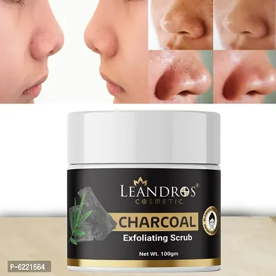 LEANDROS CHARCOAL Scrub For Face and Body(100GR) ,Revitalizing Tan Removal Scrub ,Cleanser Scrub For Deep Exfoliation ,Dead Skin Remover Scrub ,Blackhead Remover Scrub,Skin Brightening Lightening,pack 1-thumb0