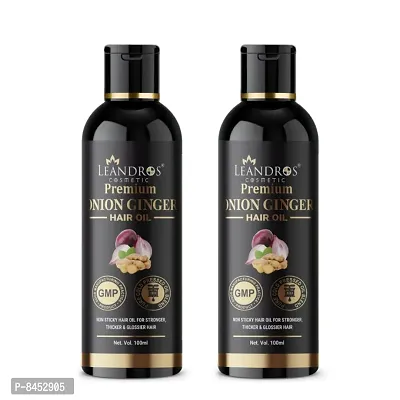 LEANDROS   premium onion ginger  Hair oil for Hair growth , shiner  silkier (100ML - Pack of 2)
