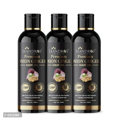 LEANDROS   premium onion ginger  Hair oil for Hair growth , shiner  silkier (100ML - Pack of 3)