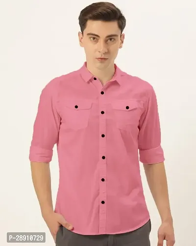 Stylish Cotton Solid Long Sleeves Shirt For Men-thumb0