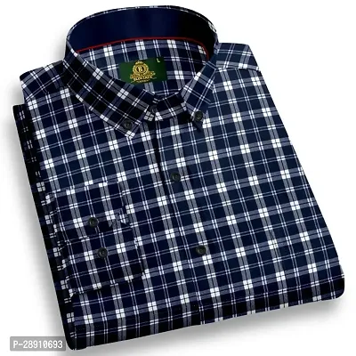 Stylish Cotton Checked Long Sleeves Shirt For Men-thumb0