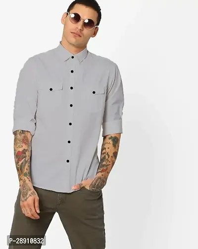 Stylish Cotton Solid Long Sleeves Shirt For Men