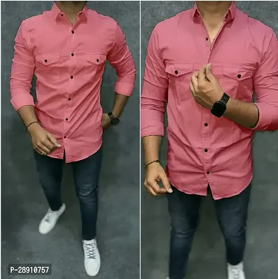 Stylish Cotton Solid Long Sleeves Shirt For Men-thumb0