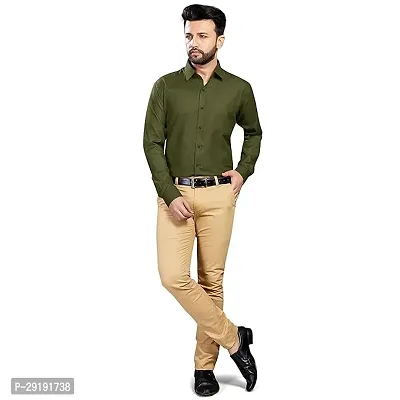 Reliable Sea Green Cotton Solid Long Sleeves Casual Shirt For Men-thumb0