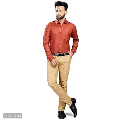 Reliable Copper Cotton Solid Long Sleeves Casual Shirt For Men