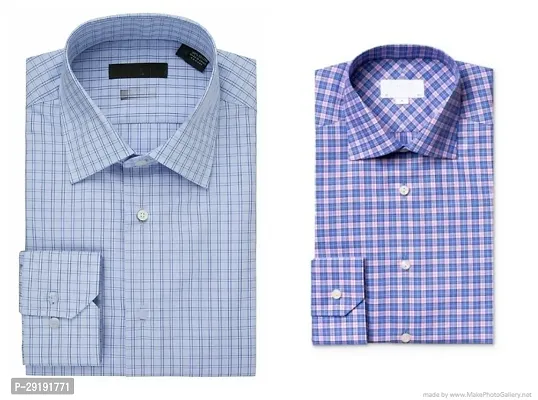 Reliable Multicoloured Cotton Checked Long Sleeves Casual Shirt For Men Pack Of 2