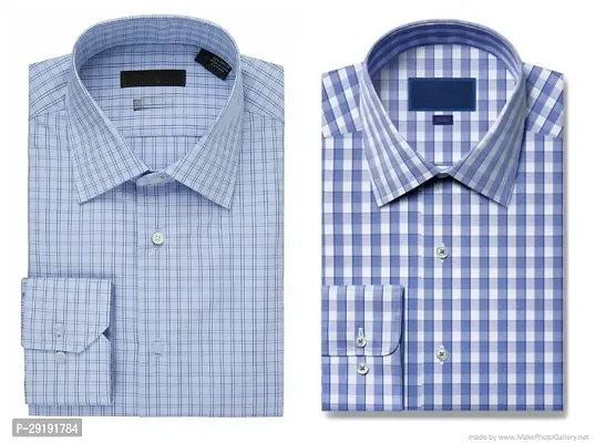 Reliable Multicoloured Cotton Checked Long Sleeves Casual Shirt For Men Pack Of 2-thumb0