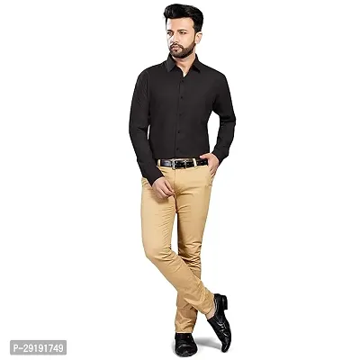 Reliable Black Cotton Solid Long Sleeves Casual Shirt For Men-thumb0