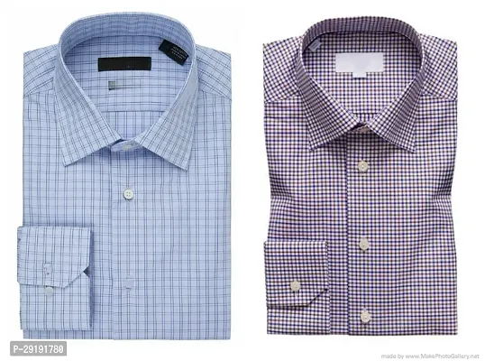 Reliable Multicoloured Cotton Checked Long Sleeves Casual Shirt For Men Pack Of 2-thumb0