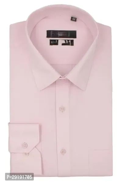 Reliable Pink Cotton Solid Long Sleeves Casual Shirt For Men-thumb0