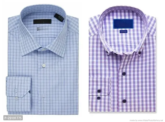 Reliable Multicoloured Cotton Checked Long Sleeves Casual Shirt For Men Pack Of 2