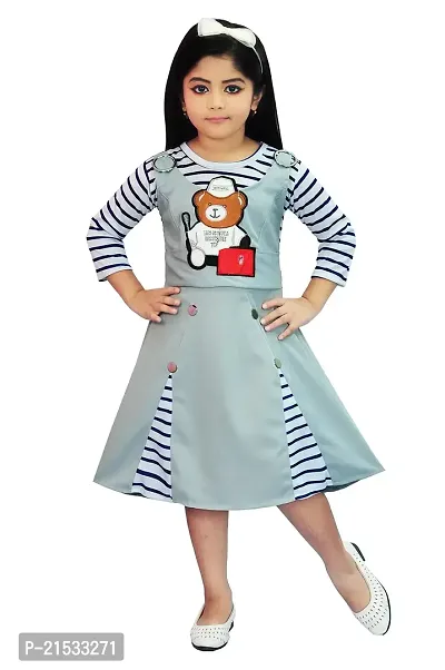 A K DEZINES Cotton Blend Teddy Dungaree Dress for Girls