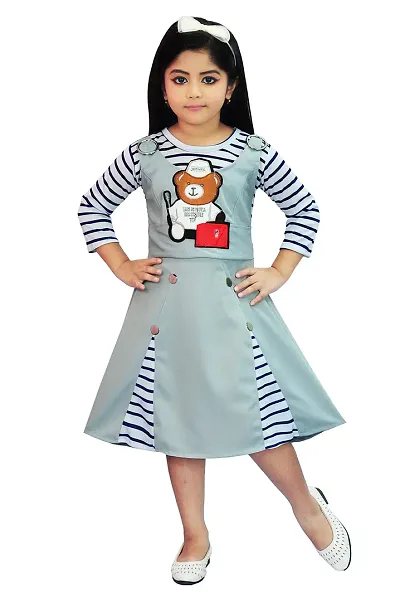 A K DEZINES Blend Teddy Dungaree Dress for Girls