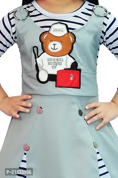 A K DEZINES Cotton Blend Teddy Dungaree Dress for Girls-thumb2