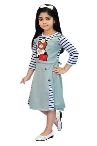 A K DEZINES Cotton Blend Teddy Dungaree Dress for Girls-thumb3