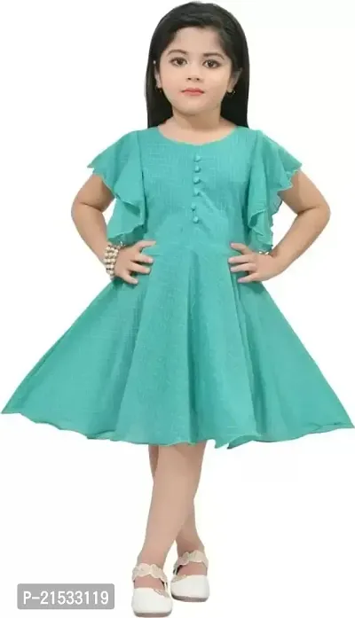 A K DEZINES Cotton Blend Solid Disigen Knee Length/Midi Casual Dress for Girls