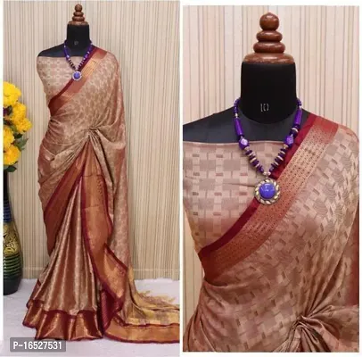 Beautiful Khadi Silk Saree With Blouse Piece-thumb0