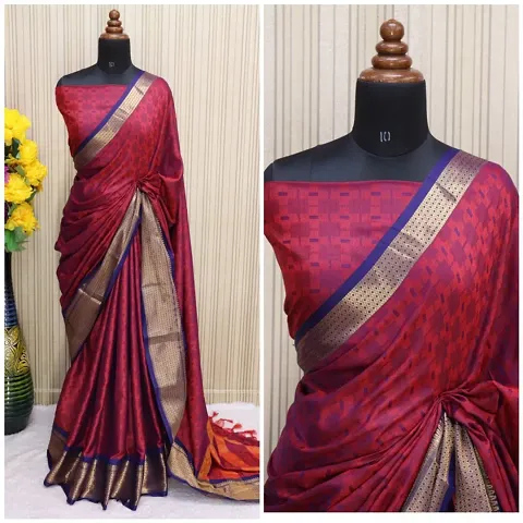 Attractive Khadi Cotton Saree with Blouse piece 