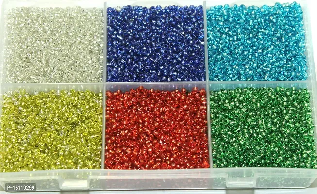 Beadsnfashion Silver Line Glass Seed Beads DIY Kit for Jewellery Making, Beading, Embroidery and Art and Crafts, Size 11/0 (2mm)-thumb5