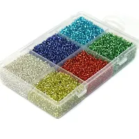 Beadsnfashion Silver Line Glass Seed Beads DIY Kit for Jewellery Making, Beading, Embroidery and Art and Crafts, Size 11/0 (2mm)-thumb1