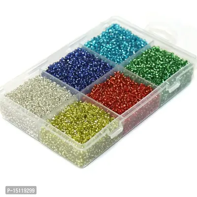 Beadsnfashion Silver Line Glass Seed Beads DIY Kit for Jewellery Making, Beading, Embroidery and Art and Crafts, Size 11/0 (2mm)-thumb2