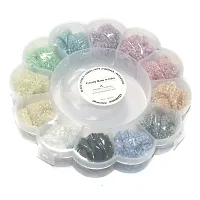 Beadsnfashion 12 Opaque Luster Glass Seed Beads Kit with 12 Mtrs Nylon Thread for Jewellery Making, Beading, Embroidery and Art and Crafts, Size 11/0 (2mm)-thumb1