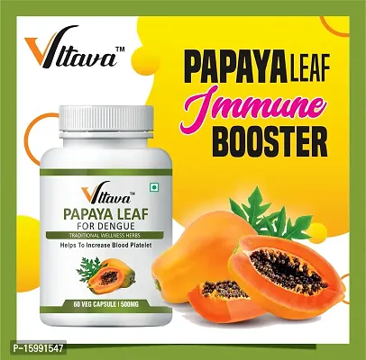 VLTAVA Papaya Leaf Extract Capsule - Helpful for Blood Platelets Count, With Goodness   of Vitamin C, Anti-inflammatory  Antioxidant Properties (Pack of 1 )