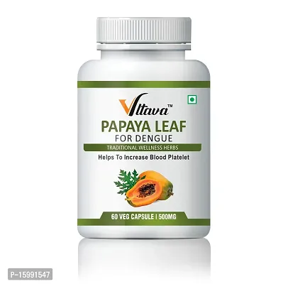 VLTAVA Papaya Leaf Extract Capsule - Helpful for Blood Platelets Count, With Goodness   of Vitamin C, Anti-inflammatory  Antioxidant Properties (Pack of 1 )-thumb2