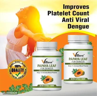 VLTAVA Papaya Leaf Extract Powerful Anti-oxidants (500 mg, 60 Capsules)- Pack of 2