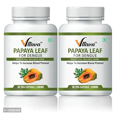 VLTAVA Papaya Leaf Extract Powerful Anti-oxidants (500 mg, 60 Capsules)- Pack of 2-thumb2