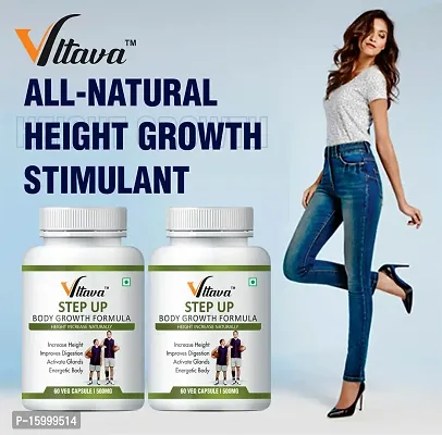 VLTAVA Step Up Body Growth Height Increasing Booster| For Taller  Stronger Height | Support Bone Density | Natural Peak Height | (An Ayurvedic Body Growth Formula)-(Pack of 2)