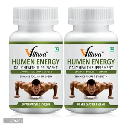 VLTAVA Human Energy Herbal Capsules For Increase Your Energy And Stamina Daily Health   Supplement-60 Capsules, 500 mg (Pack of 2)-thumb3