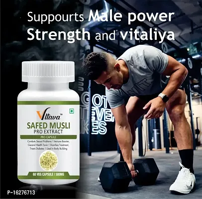 VLTAVA Safed Musli for Strength,Energy and Vitality in Men  Women - 60 Capsules-thumb0