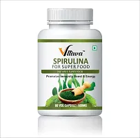 VLTAVA Spirulina Capsules (500mg Each) 60 Vegan Capsules - Metabolism Immunity Boost    Antioxidants Nutritious Protein Health Supplement-thumb1