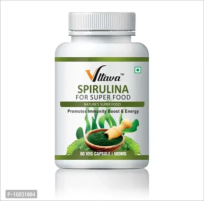 VLTAVA Spirulina Capsules (500mg Each) 60 Vegan Capsules - Metabolism Immunity Boost    Antioxidants Nutritious Protein Health Supplement-thumb2