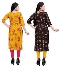 New Ethnic 4 You Women's American Crepe Straight Kurta (Combo Pack Of 2)-thumb1