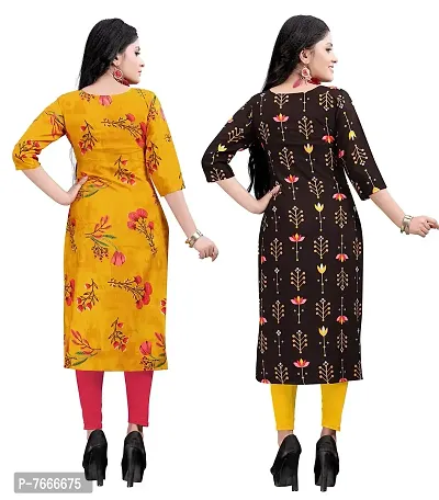 New Ethnic 4 You Women's American Crepe Straight Kurta (Combo Pack Of 2)-thumb2