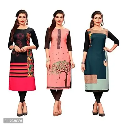 Stylish Crepe Printed Kurti For Women Pack Of 3