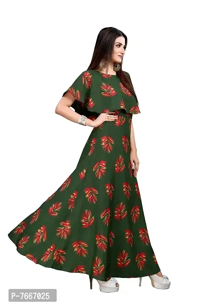 New Ethnic 4 you Women's Crepe Anarkali Gown_182 Green Color-thumb3