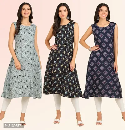 Fancy American Crepe Kurtis for Women Pack Of 3-thumb0