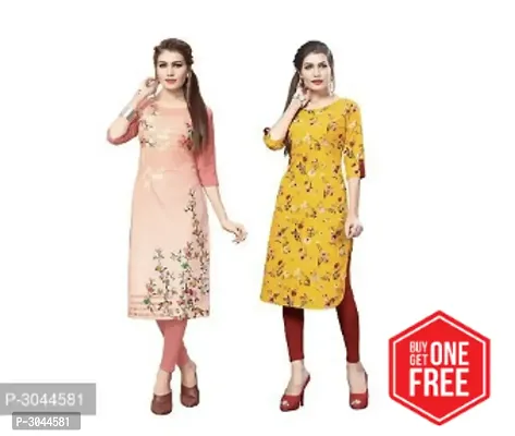 Stylish American Crepe Straight Printed Kurti (Pack of 2)-thumb0