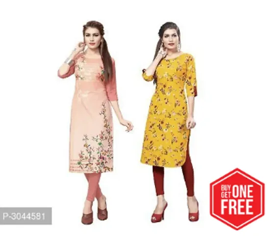 Stylish American Crepe Straight Kurti (Pack of 2)