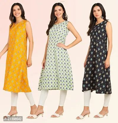 Fancy American Crepe Kurtis for Women Pack Of 3-thumb3